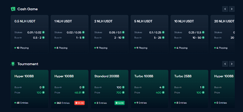 Basepoker lobby interface