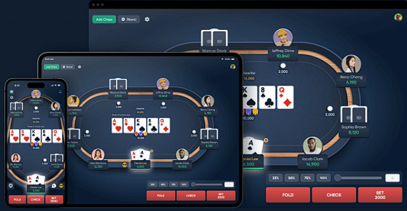 Basepoker table on desktop, mobile, and tablet