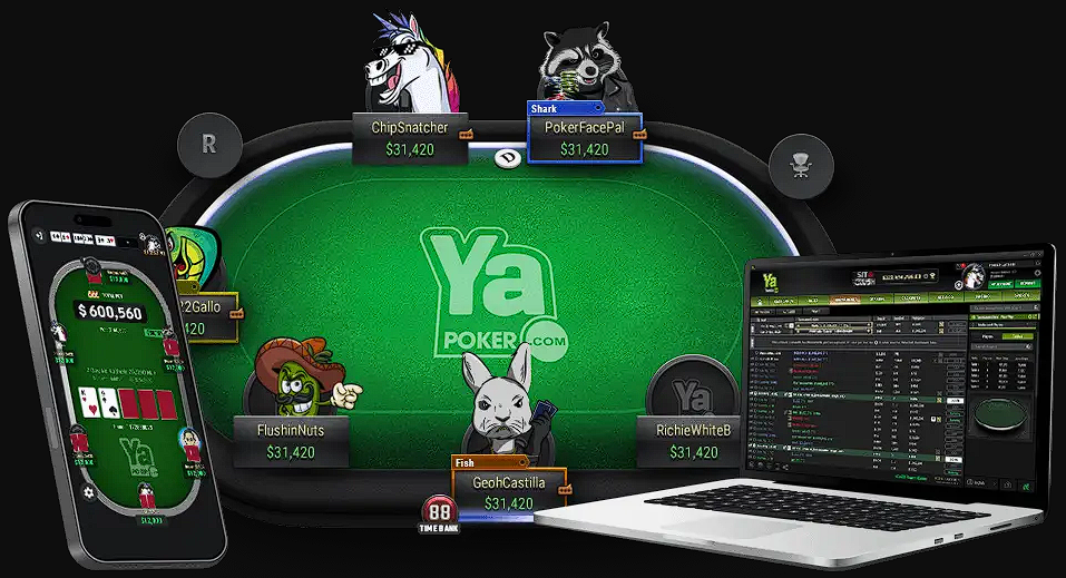 YA Poker desktop and mobile views